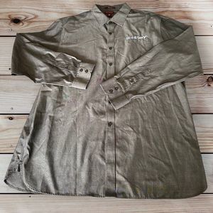 Red House Mens 2xl Dress Shirt Mobil Oil Mobilserv Logo Grey Slim Fit Gas Racing